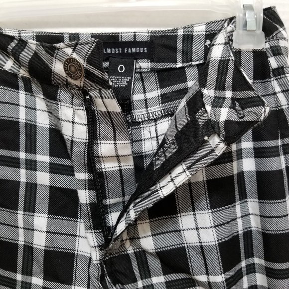 Almost Famous pants 0 plaid check gingham bell bottom flare boho hippie retro - Picture 8 of 16